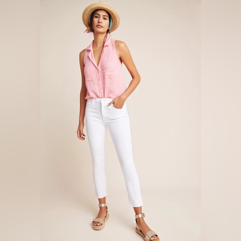 MOTHER The Looker Mid-Rise Skinny Jeans White